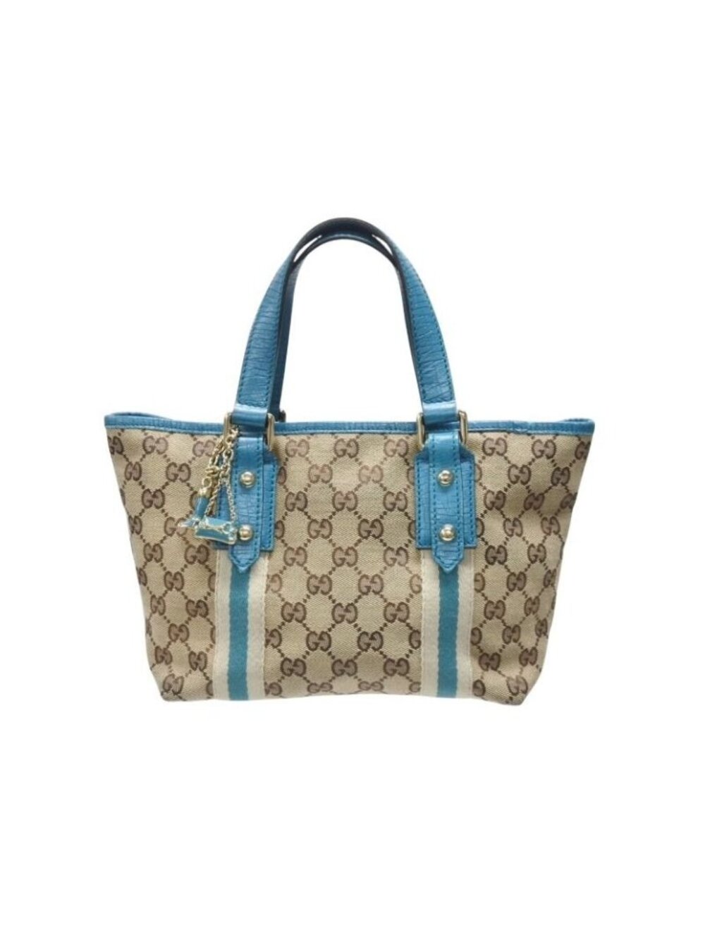 Gucci Handbag Brown Beige GG Supreme Canvas Leather Silver